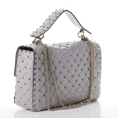 Valentino Garavani Nappa Large Rockstud Spike Shoulder Bag Pastel Grey 4 of 8