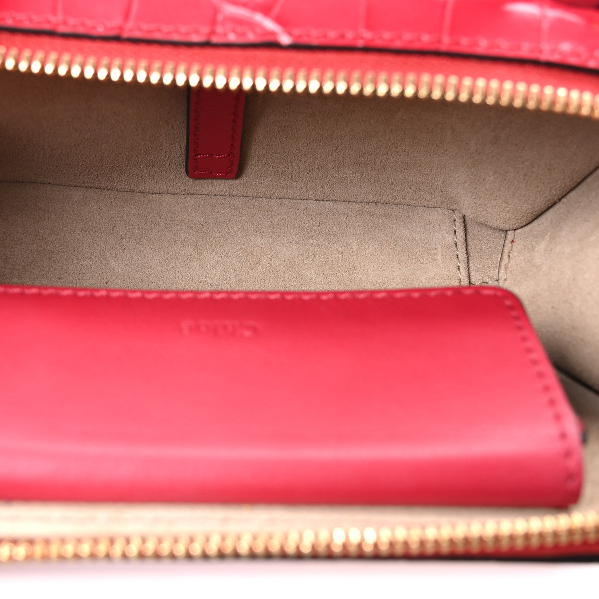 Chloe Calfskin Crocodile Embossed Mini C Vanity Bag Red 5 of 10