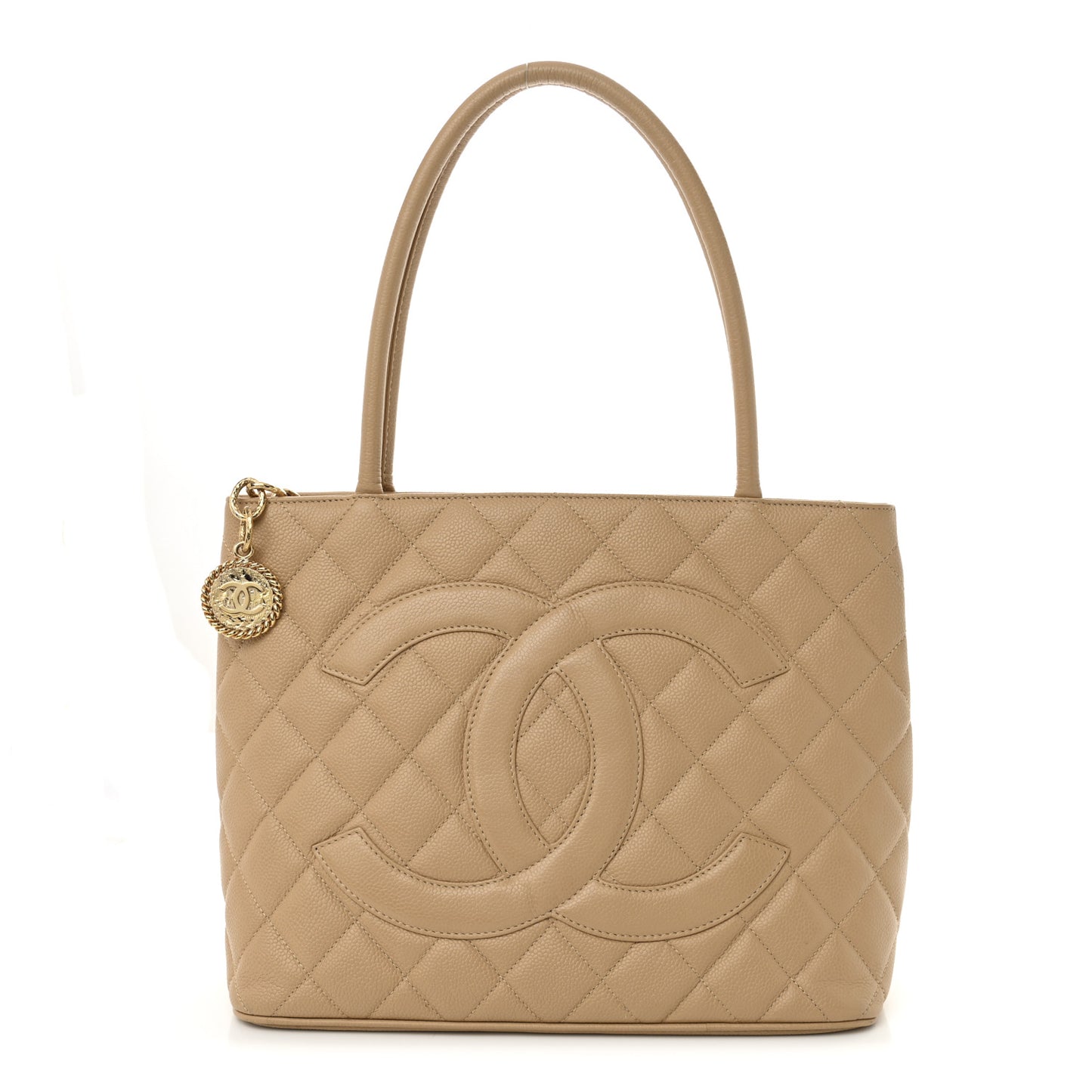 Caviar Quilted Medallion Tote Beige