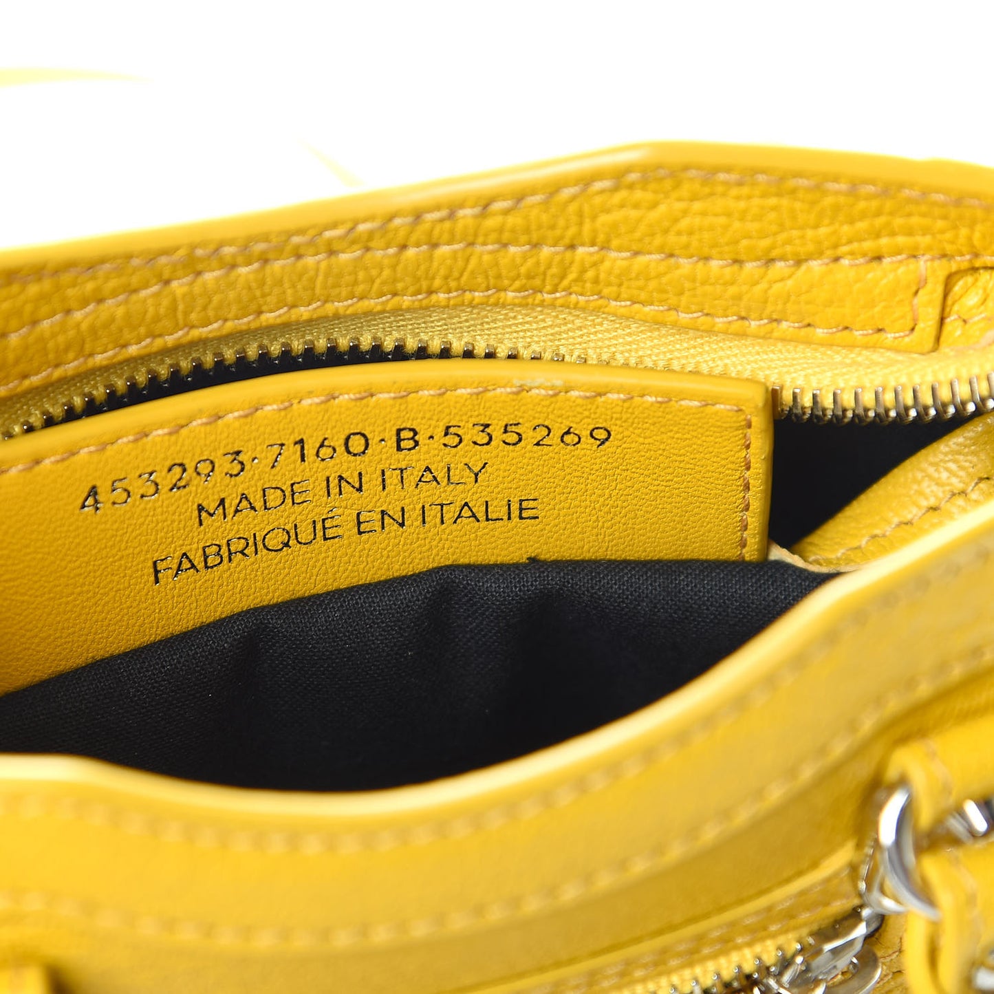 Chevre Silver Metallic Edge Hardware Nano City Jaune Epi