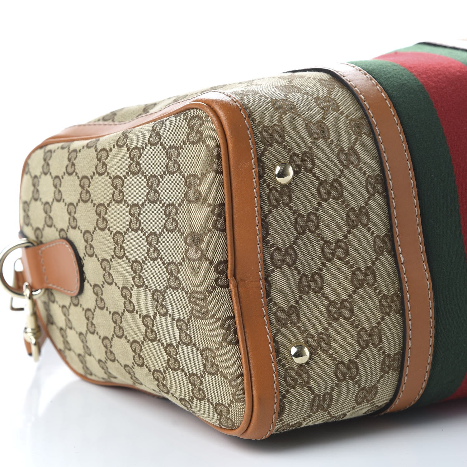 Gucci Monogram Vintage Web Medium Boston Tobacco 6 of 10