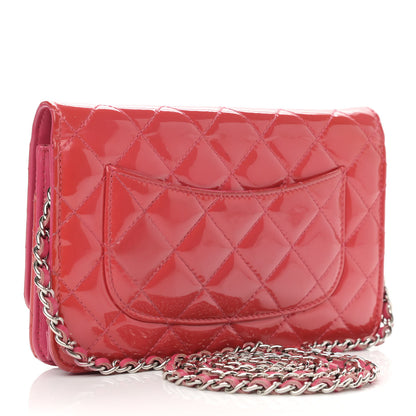 Chanel Patent Calfskin Quilted Wallet On Chain WOC Pink 3 of 12
