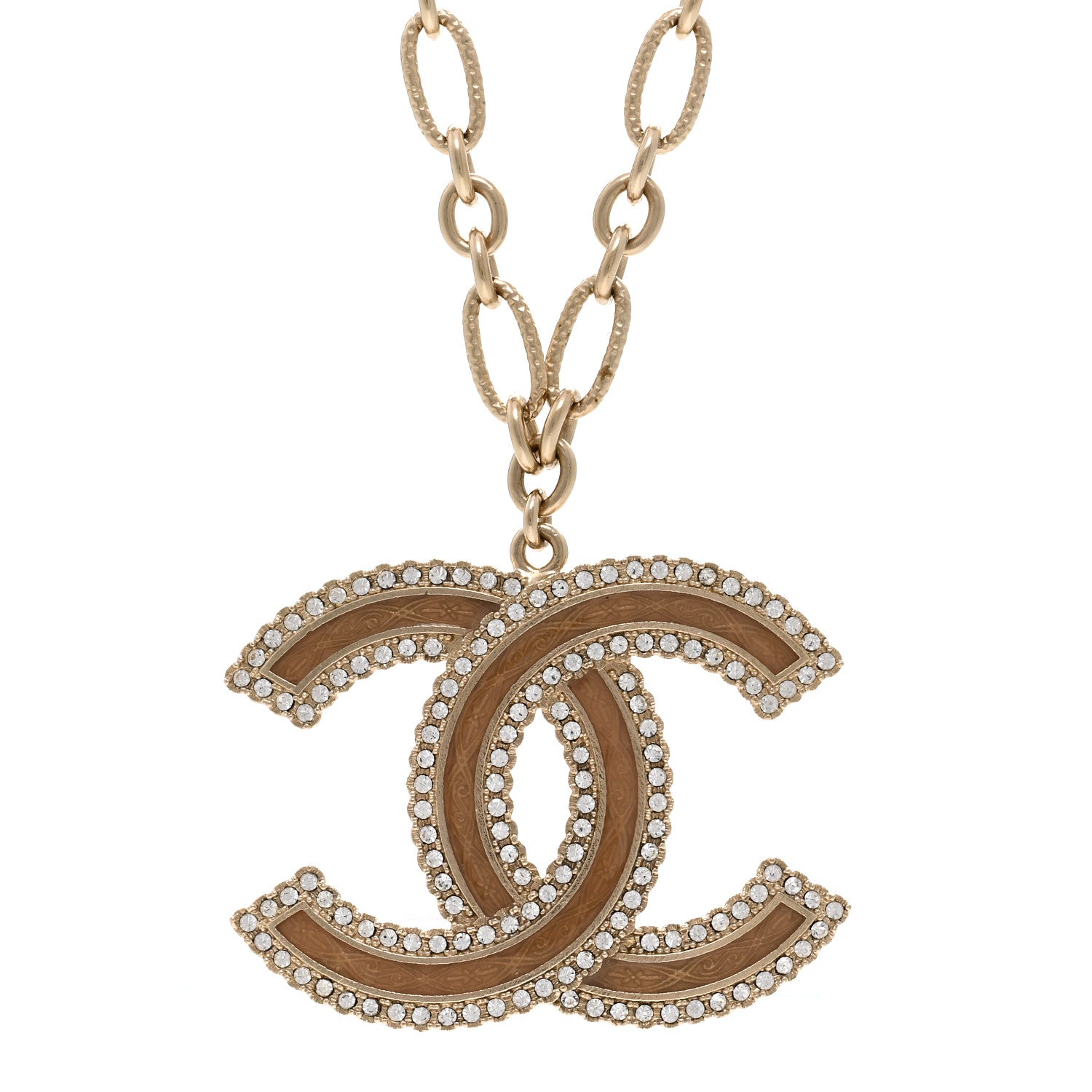 Chanel Crystal Glass CC Necklace Light Gold 4 of 7