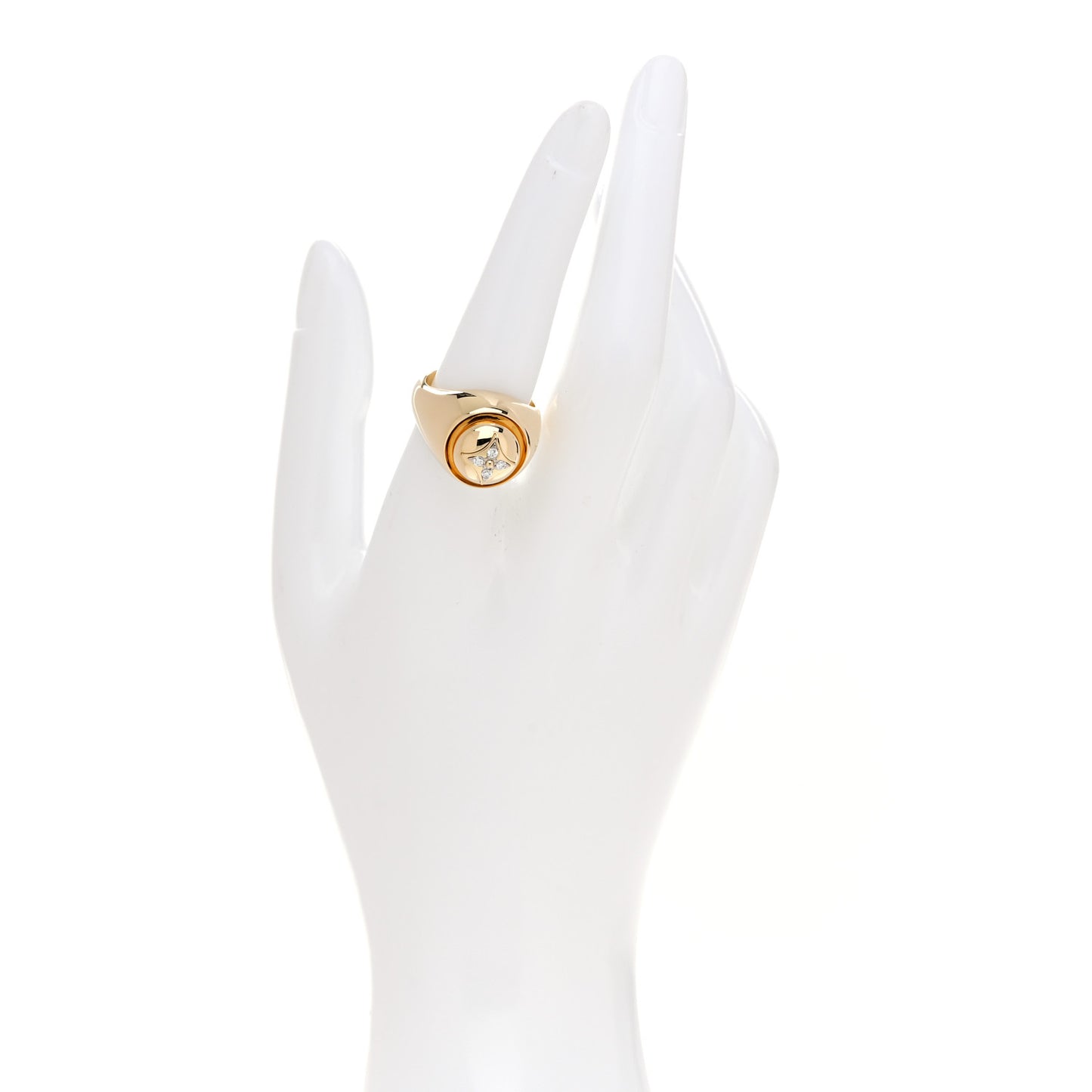 18K Yellow Gold Diamond B Blossom Signet Ring 55 7.25