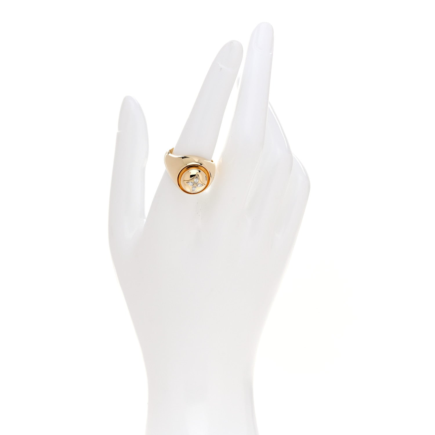 Louis Vuitton 18K Yellow Gold Diamond B Blossom Signet Ring 55 7.25 2 of 5