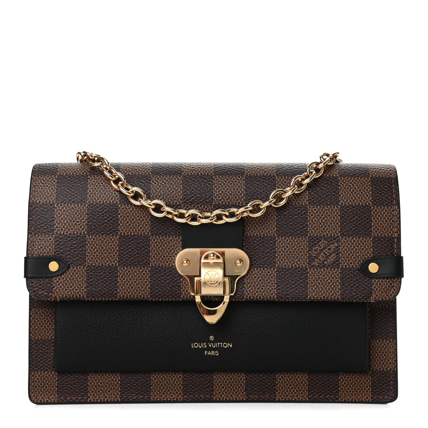 Louis Vuitton Damier Ebene Vavin Chain Wallet Black 1 of 12