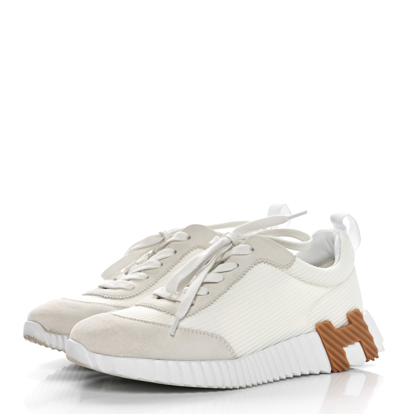 Technical Mesh Suede Goatskin Bouncing Sneakers 37 White