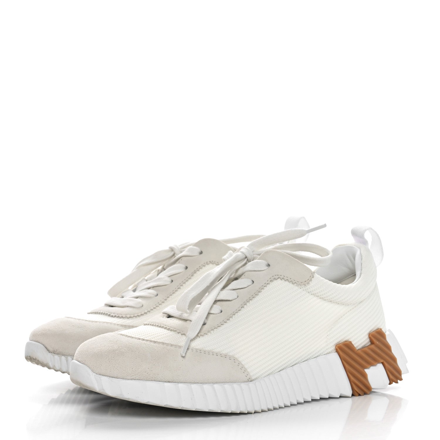 Hermes Technical Mesh Suede Goatskin Bouncing Sneakers 37 White 3 of 9