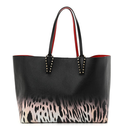 Christian Louboutin Calfskin Degrade Leopard Print Spikes East West Cabata Tote Black Pink Multi 1 of 11