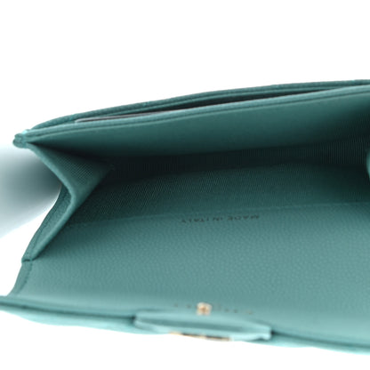 Chanel Caviar Chevron Quilted Flap Card Holder Green 5 of 10