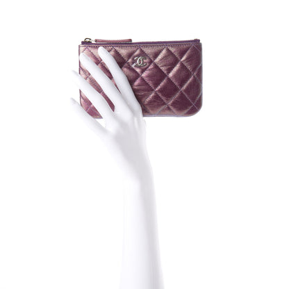 Chanel Iridescent Lambskin Quilted Small Cosmetic Case Purple 2 of 8