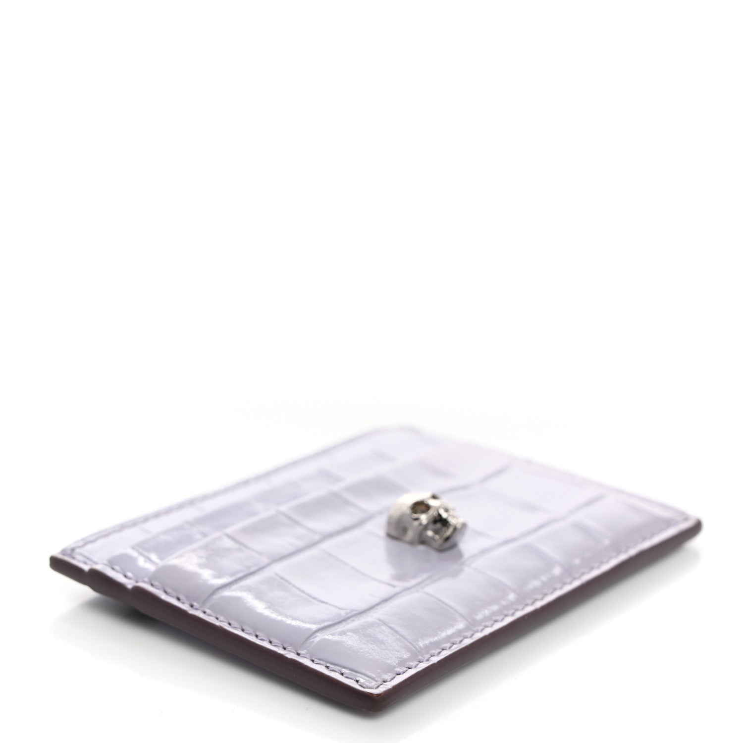 Alexander McQueen Patent Crocodile Embossed Skull Card Holder lilac 4 of 7