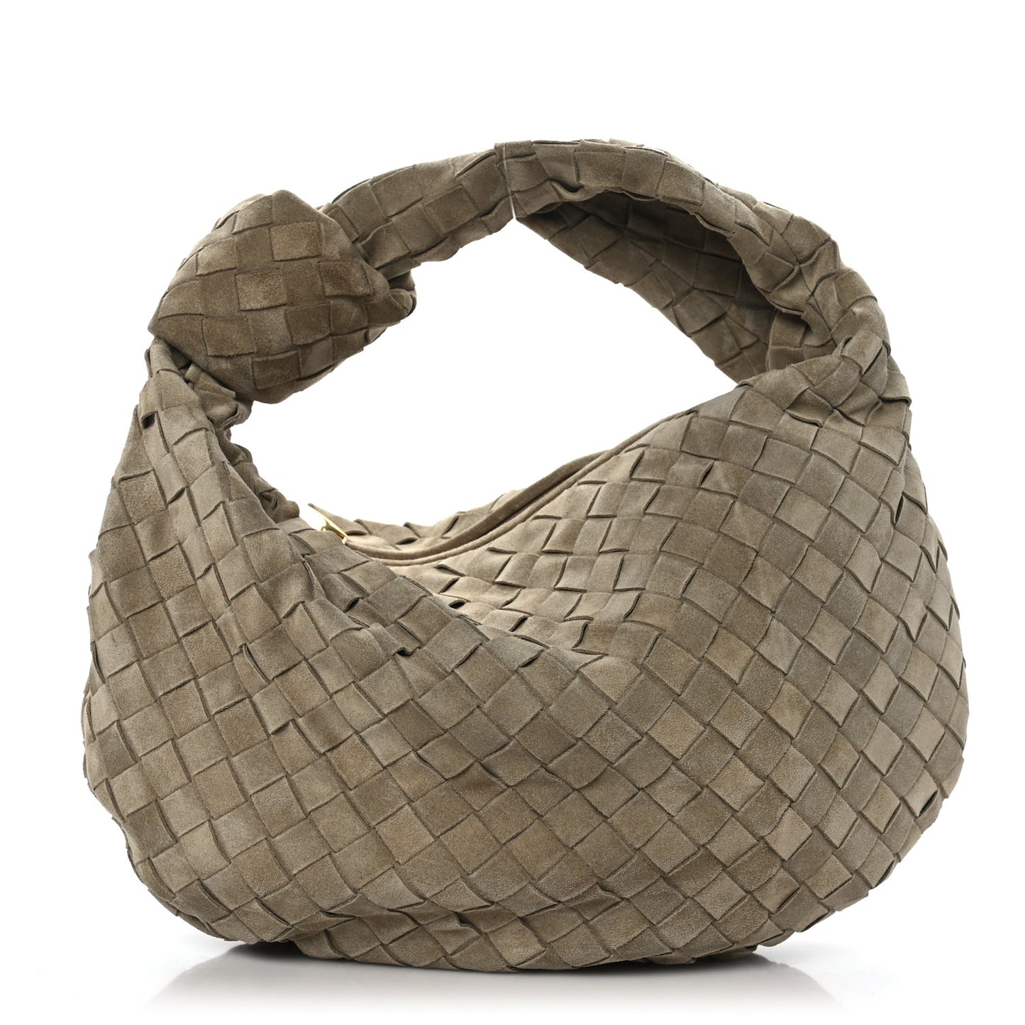 Suede Calfskin Intrecciato Teen Jodie Hobo Taupe