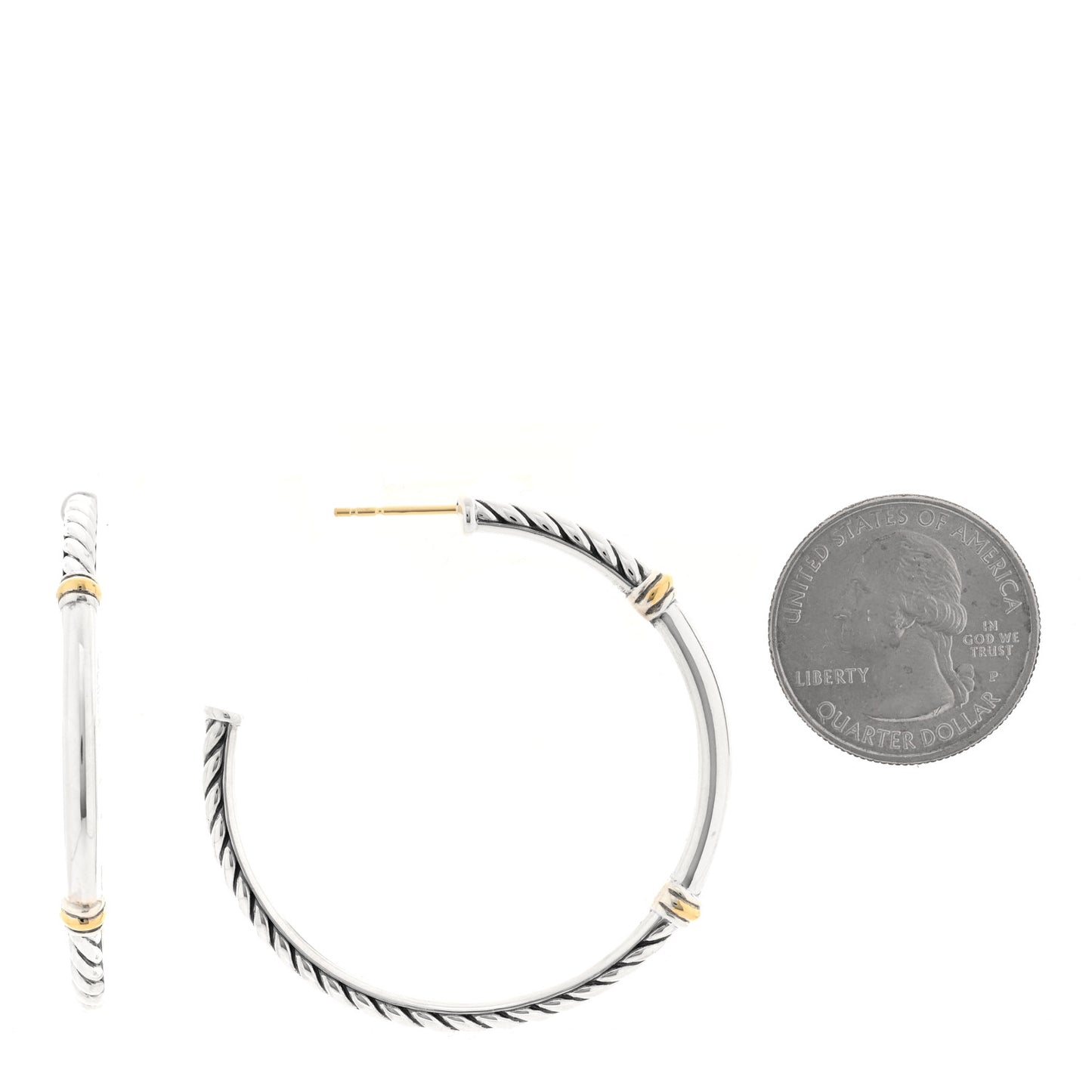Sterling Silver 18K Yellow Gold Metro Hoop Earrings
