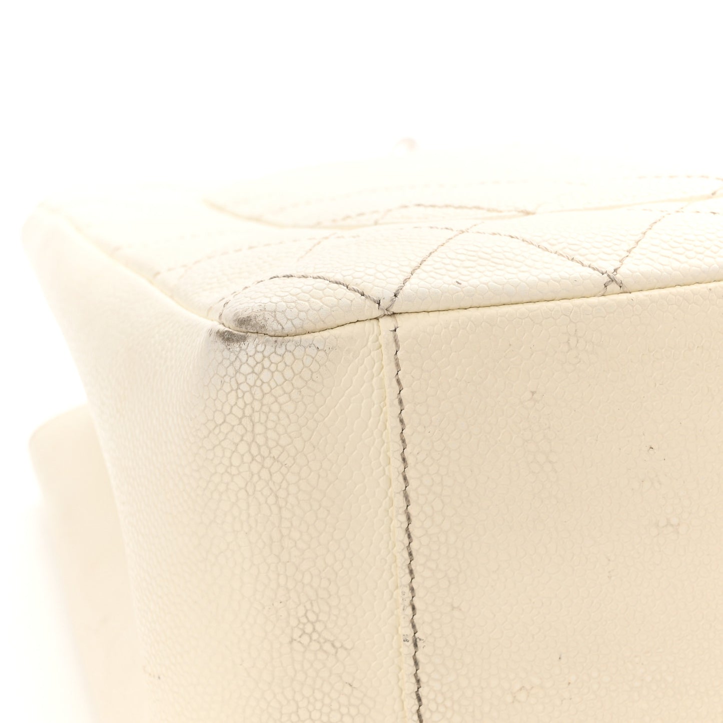 Caviar Quilted Grand Shopping Tote GST White