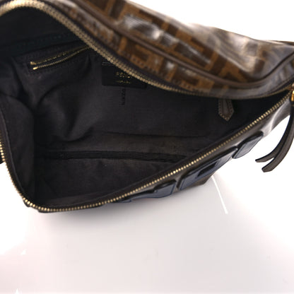 Fendi X FILA Glazed Fabric Vitello Century FF 1974 Mania Belt Bag Mogano Panna Blueberry 5 of 9
