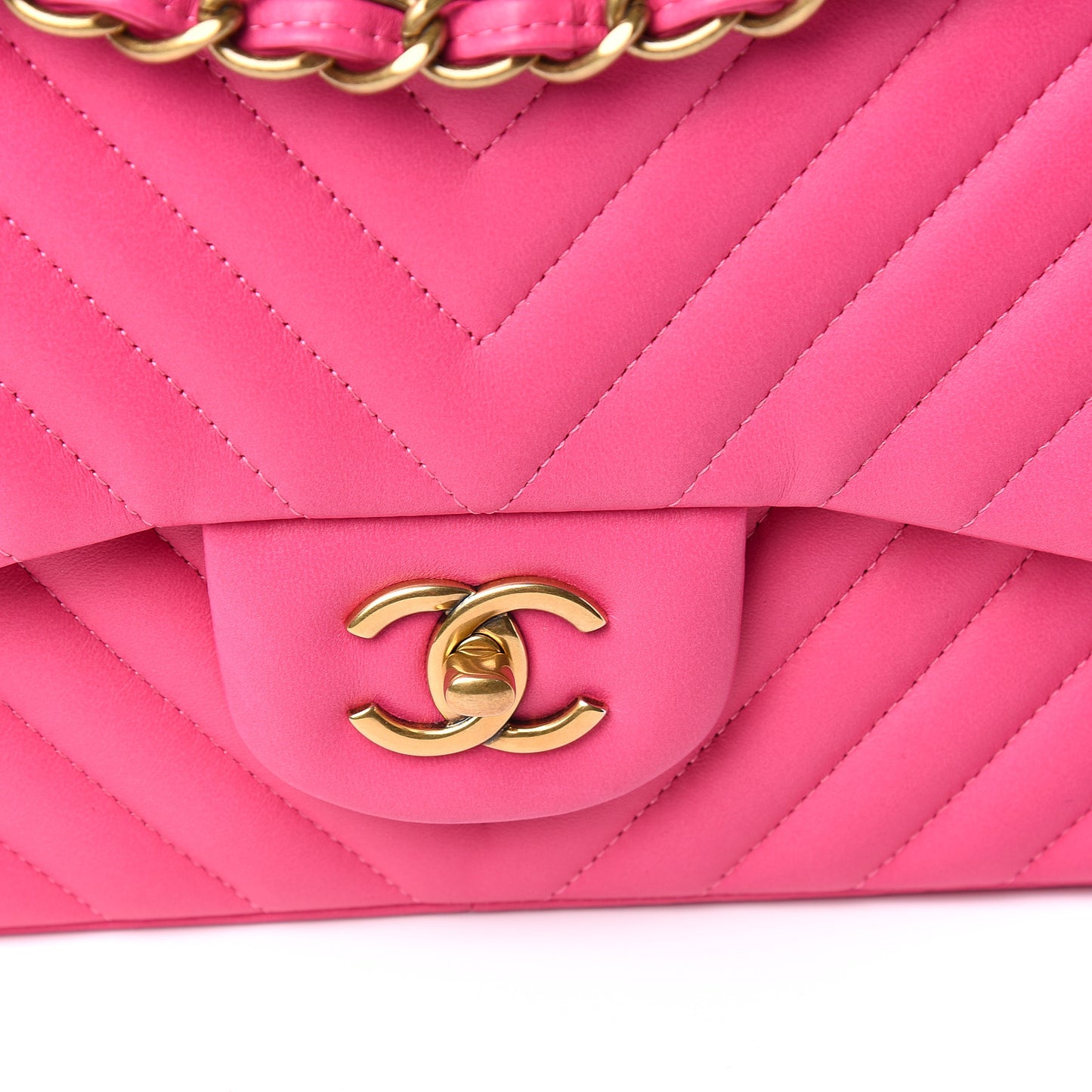 Lambskin Chevron Quilted Jumbo Double Flap Pink