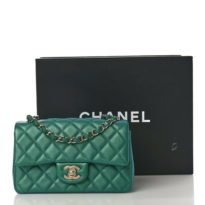 Chanel Iridescent Calfskin Quilted Mini Rectangular Flap Green 11 of 11
