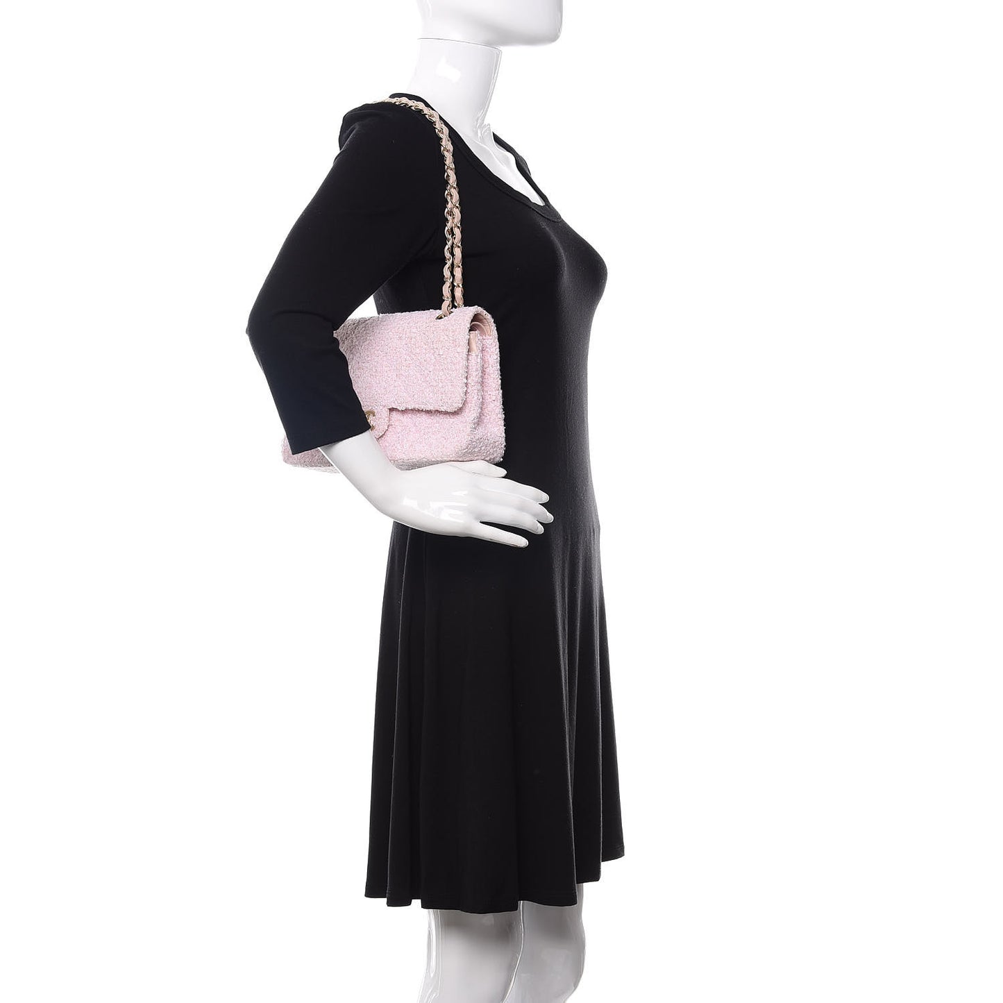 Tweed Medium Double Flap Pink