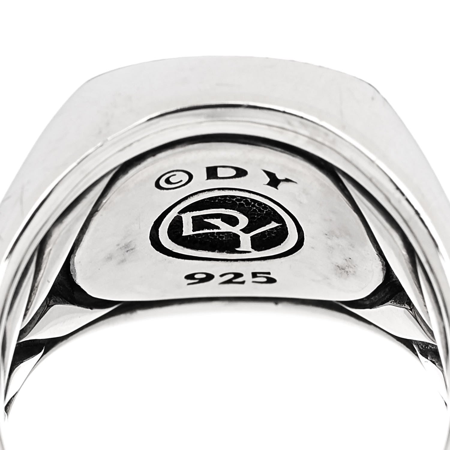 David Yurman Sterling Silver Black Diamond Streamline Signet Ring 52 6 5 of 6