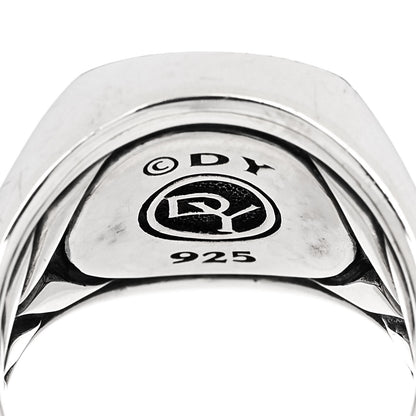 David Yurman Sterling Silver Black Diamond Streamline Signet Ring 52 6 5 of 6