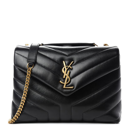 Saint Laurent Calfskin Y Quilted Monogram Small Loulou Chain Satchel Black 1 of 11