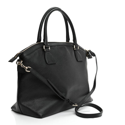 Gucci Dollar Calfskin Large GG Charm Dome Satchel Tote Black 3 of 8