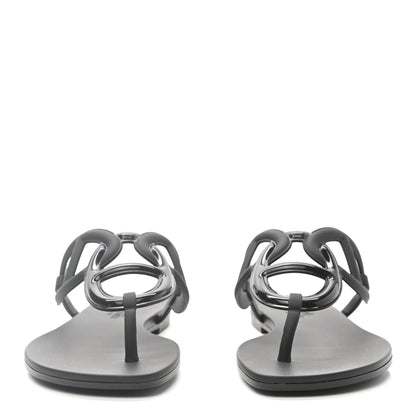 Hermes Rubber Womens Egerie Sandals 37 Black 2 of 8