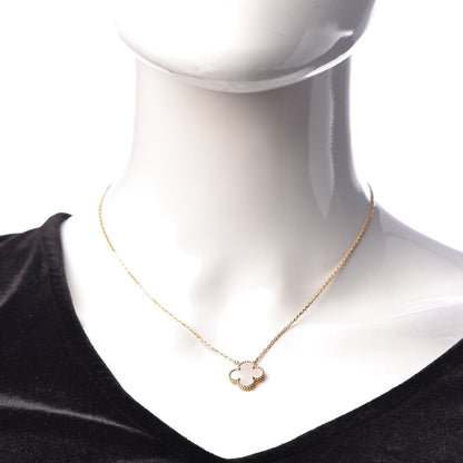 Van Cleef & Arpels 18K Yellow Gold Mother of Pearl Vintage Alhambra Pendant Necklace 2 of 8