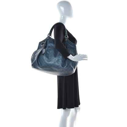Gucci Metallic Guccissima Large Sukey Tote Blue 2 of 16