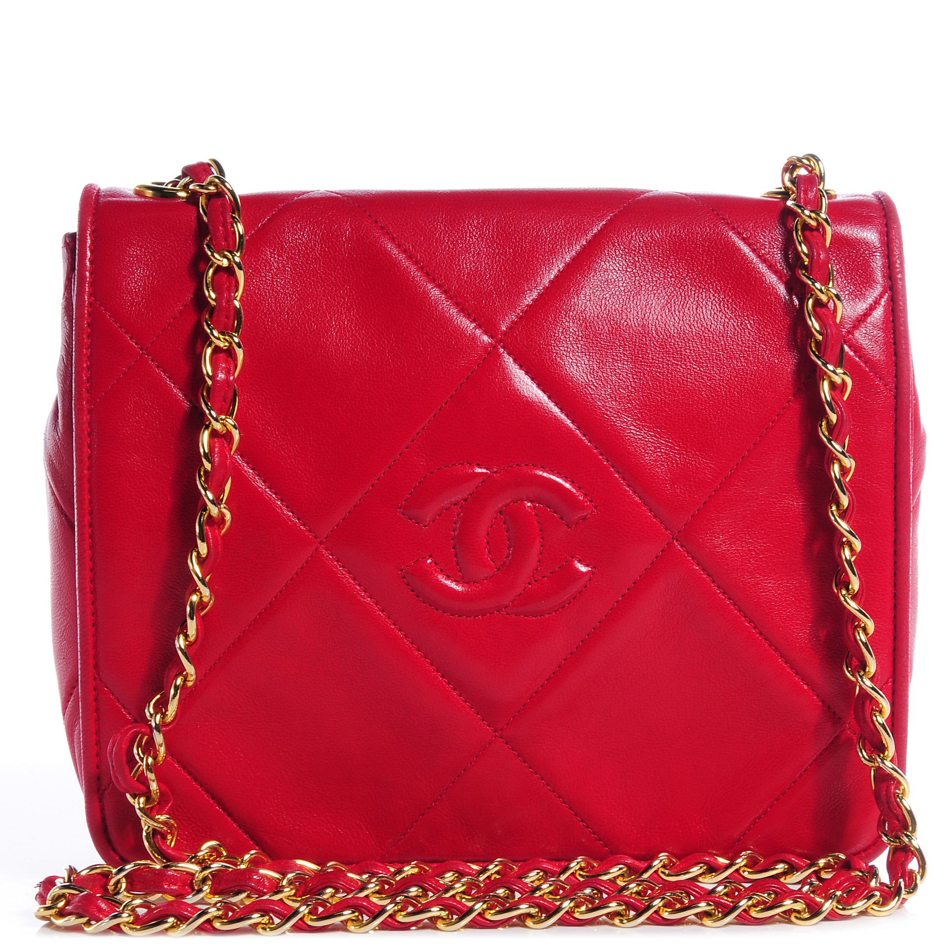 Chanel Lambskin Shoulder Flap Bag Red 1 of 7