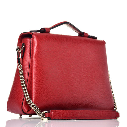 Gucci Dollar Calfskin Interlocking G Top Handle Shoulder Bag Red 3 of 9