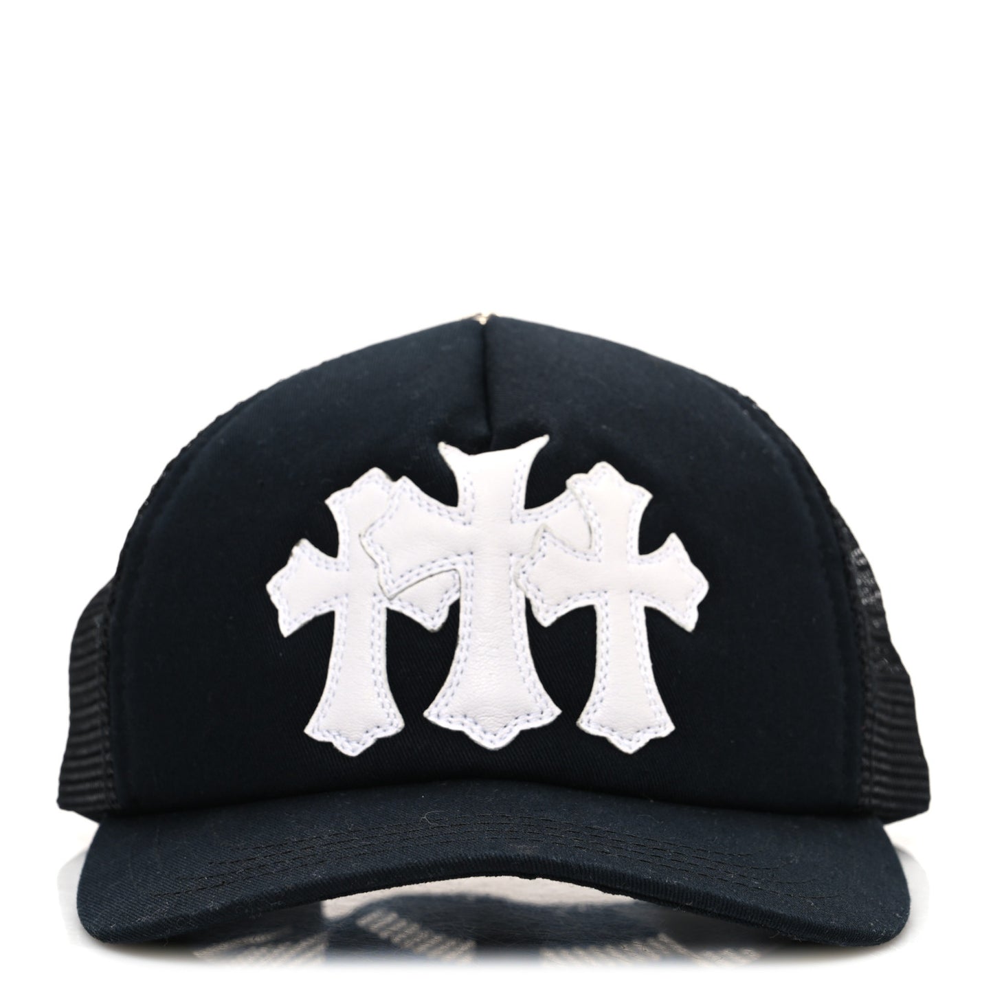 Cotton Mesh Triple Cross Cemetery CH Trucker Hat Black White
