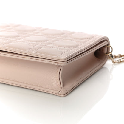Christian Dior Lambskin Cannage Lady Dior Chain Wallet Beige 9 of 16