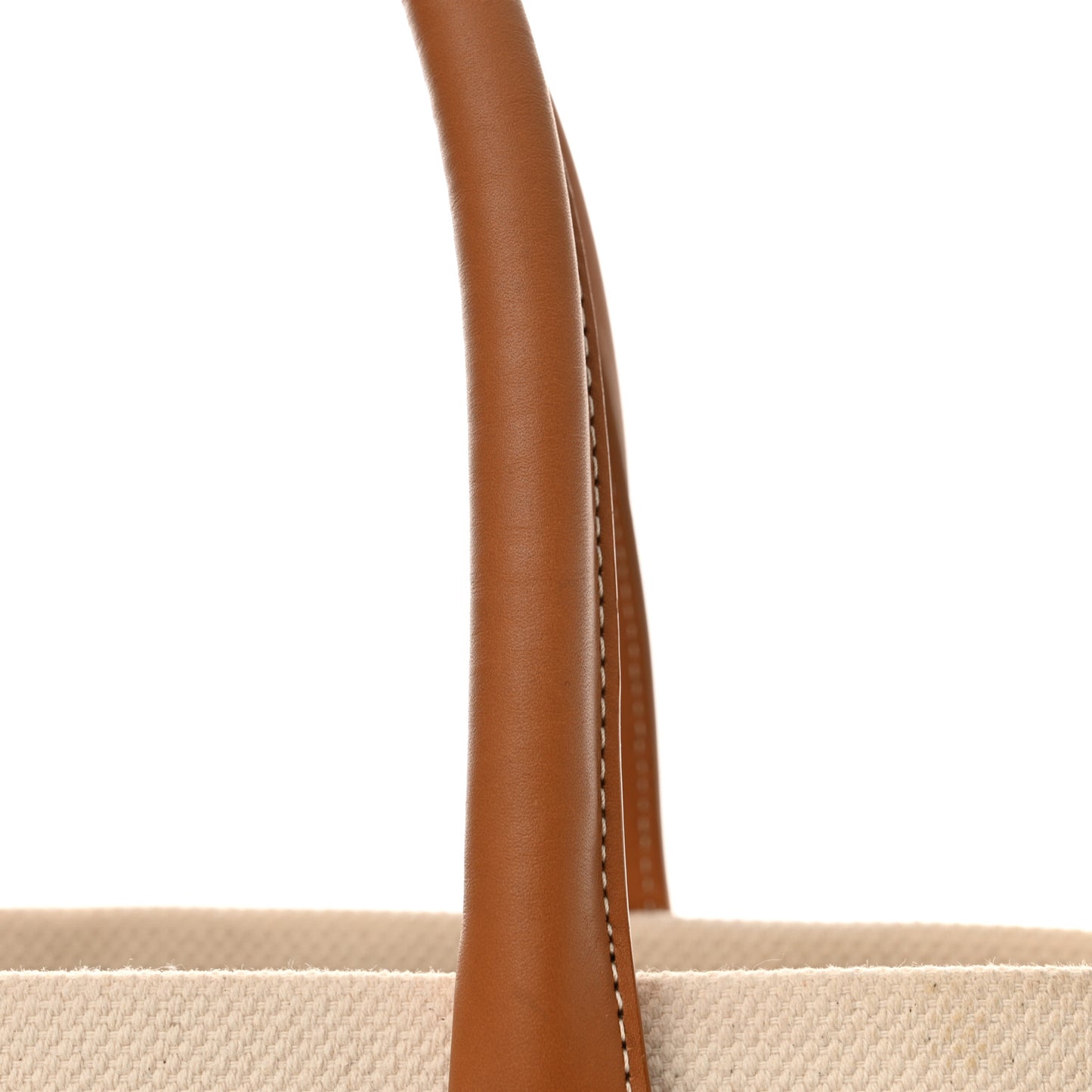 Canvas Calfskin Logo Print Small Horizontal Cabas Natural Tan