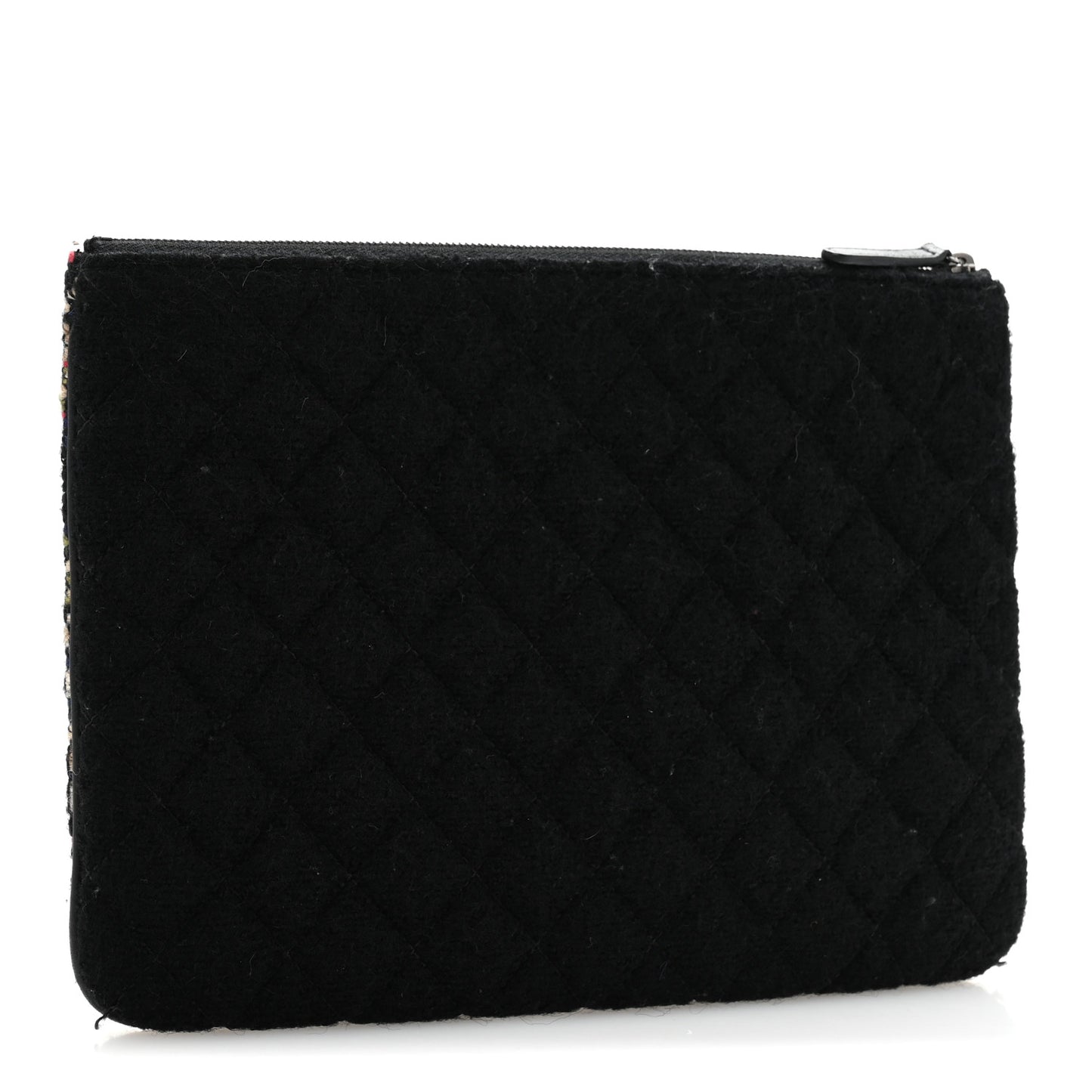 Tweed Quilted Medium Cosmetic Case Black