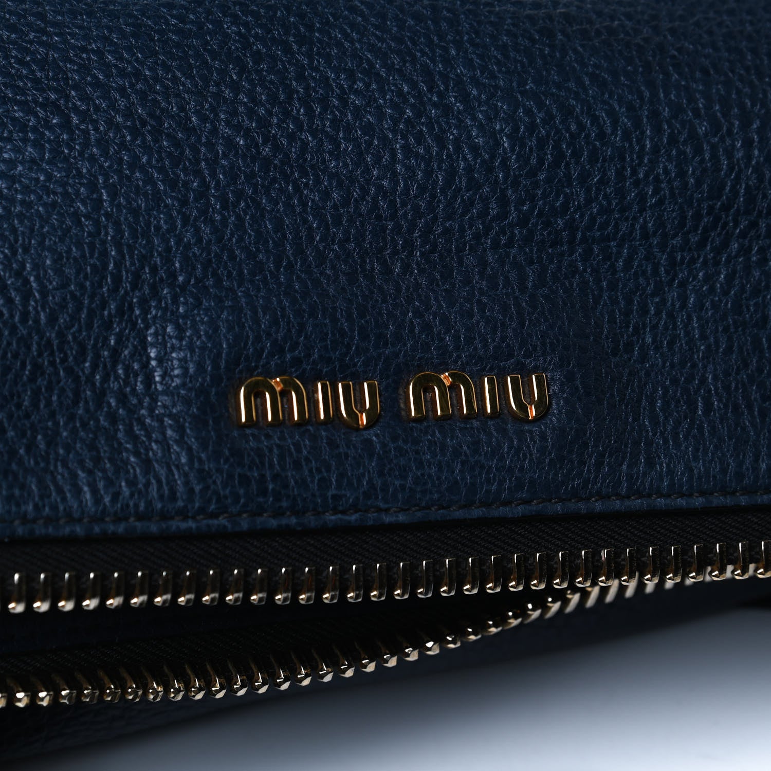 Miu Miu Goatskin Madras Zip Crossbody Bag Navy 11 of 14