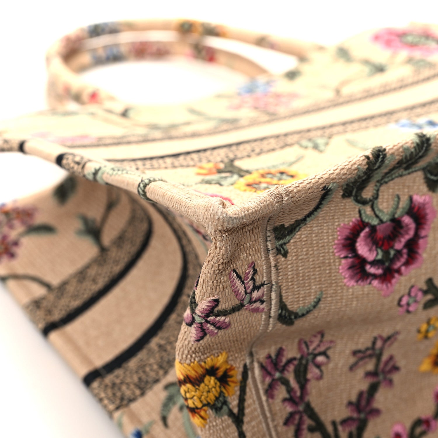 Christian Dior Raffia Embroidered Petites Fleurs Medium Book Tote Natural 11 of 12