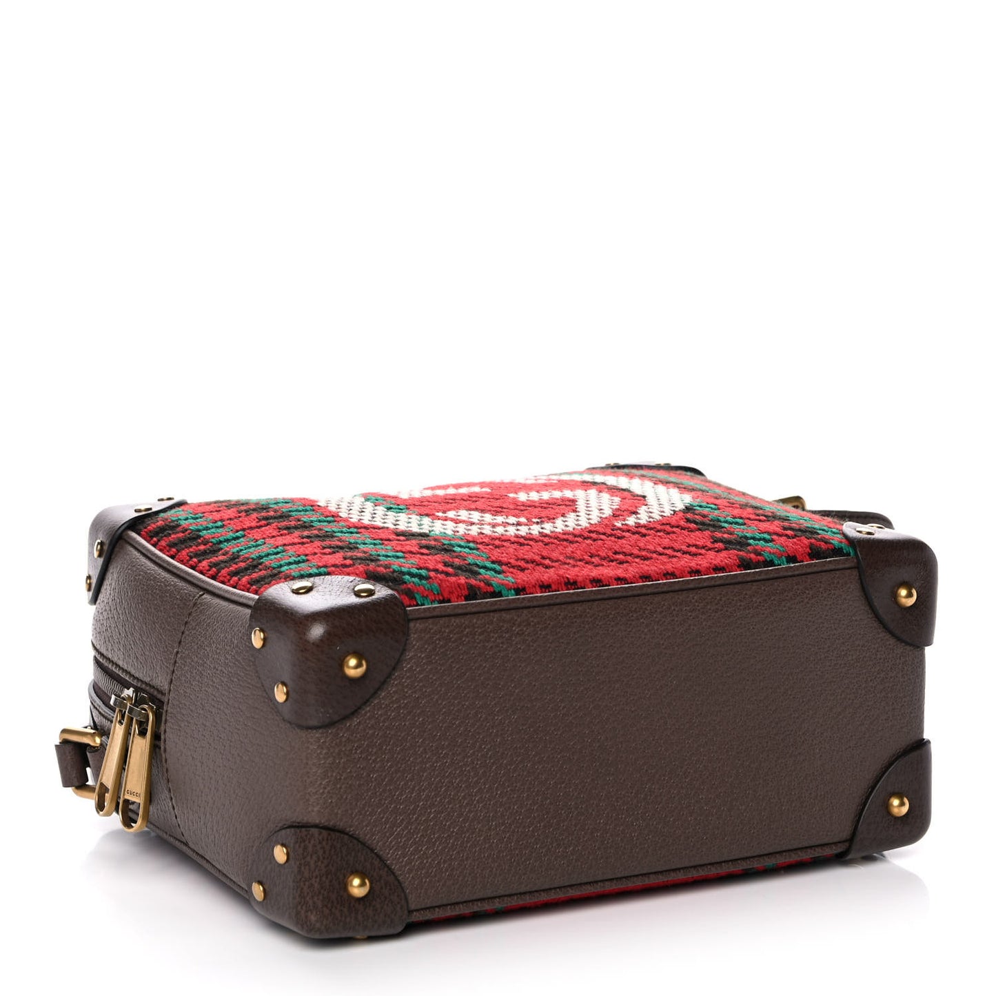 Cotton Wool Textured Calfskin Houndstooth Woven Square Messenger Bag Red Green Ivory Multicolor New Acero