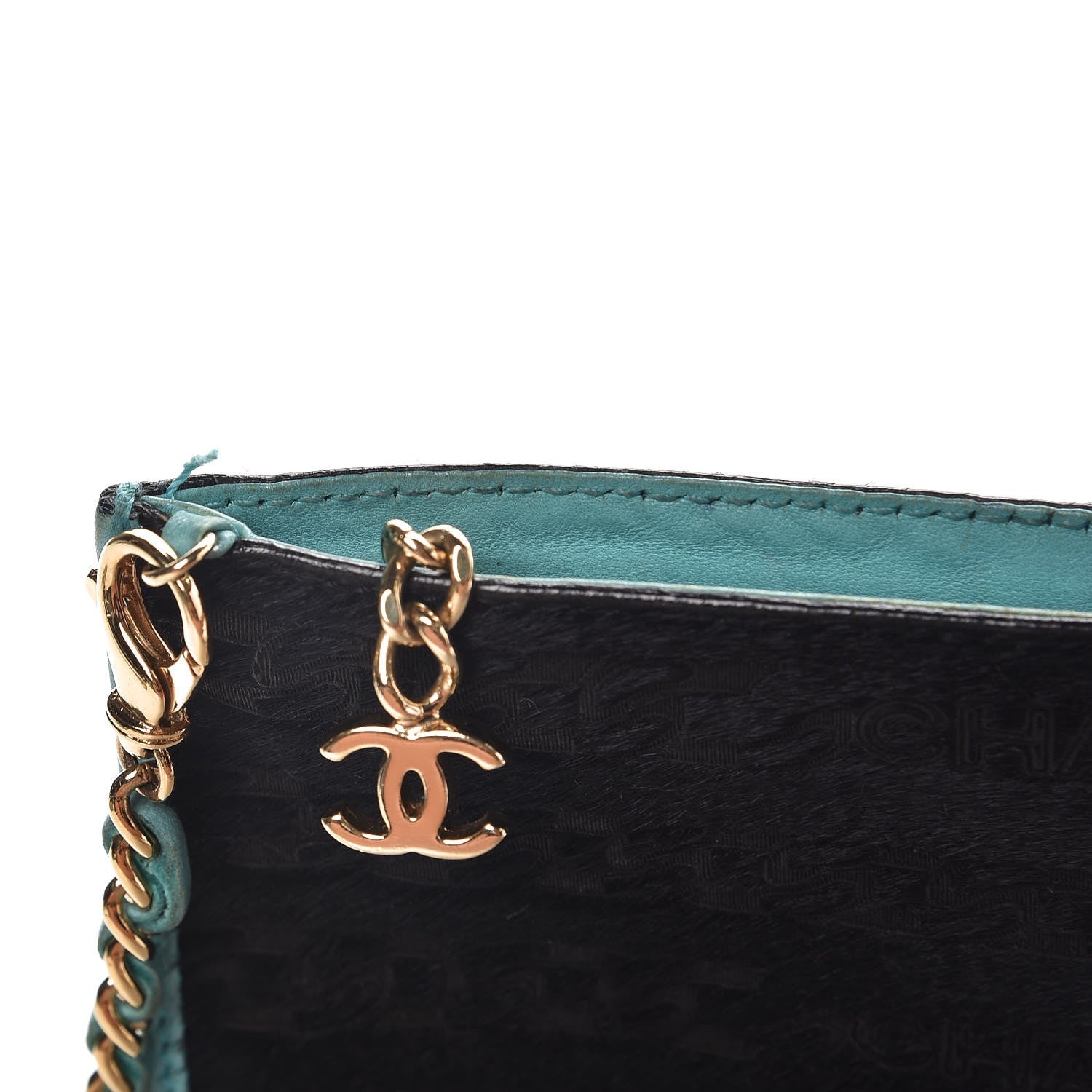 Chanel Lambskin Pony Hair Chain Embossed Logo Shoulder Bag Black 10 of 12