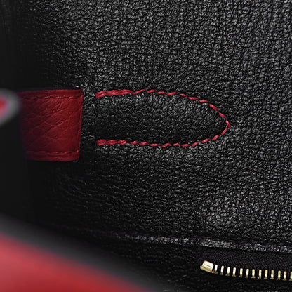 Hermes Taurillon Clemence Horseshoe Birkin 35 Rouge Casaque Black 26 of 40