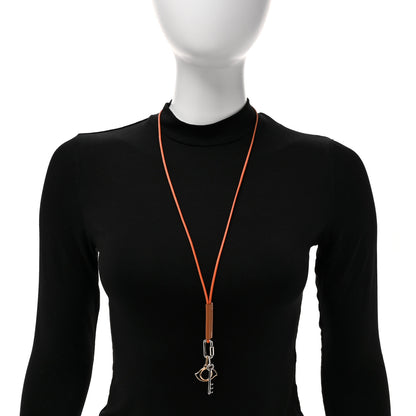 Hermes Palladium Permabrass Curiosite Pendant Necklace Orange Gold 2 of 7