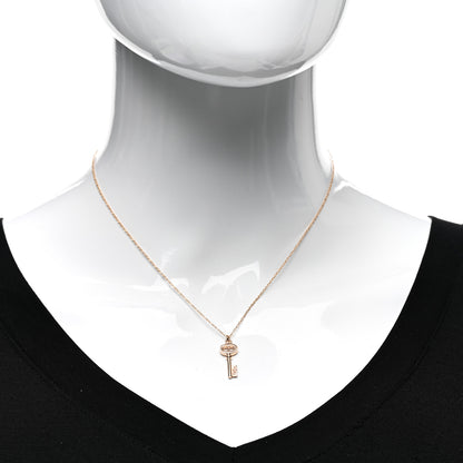 Tiffany 18K Rose Gold Mini Oval Key Pendant Necklace 2 of 4