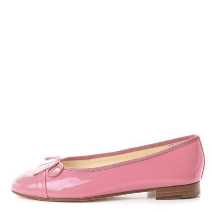 Chanel Patent Calfskin CC Cap Toe Ballerina Flats 35 Pink 1 of 7