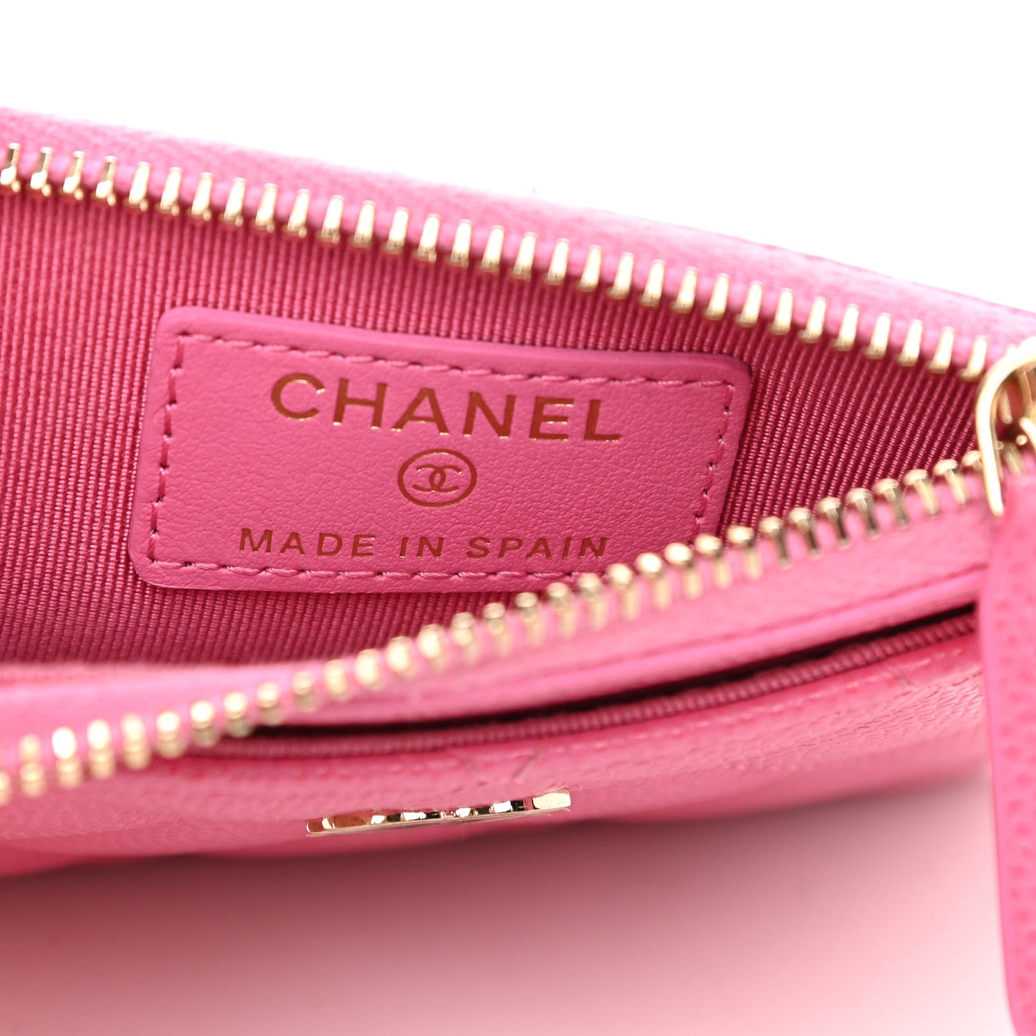 Chanel Caviar Quilted CC Zip Card Holder Pink 6 of 8