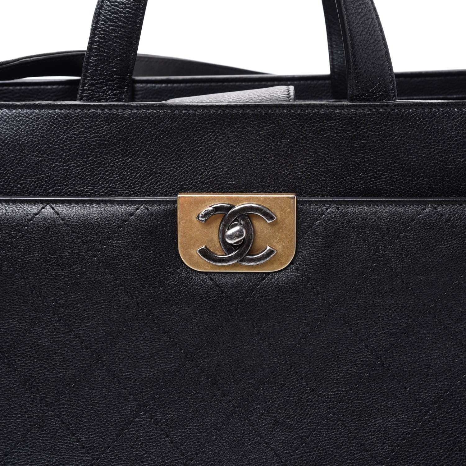 Chanel Calfskin Stitched Large Straight Lines Shopping Tote Black 11 of 12