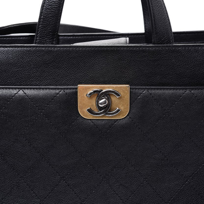 Chanel Calfskin Stitched Large Straight Lines Shopping Tote Black 11 of 12