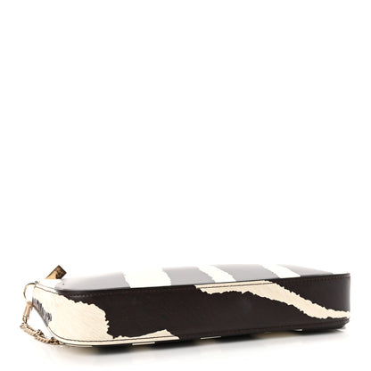 Christian Louboutin Calfskin Zebra Print Loubila Chain Clutch Dark Brown 4 of 9