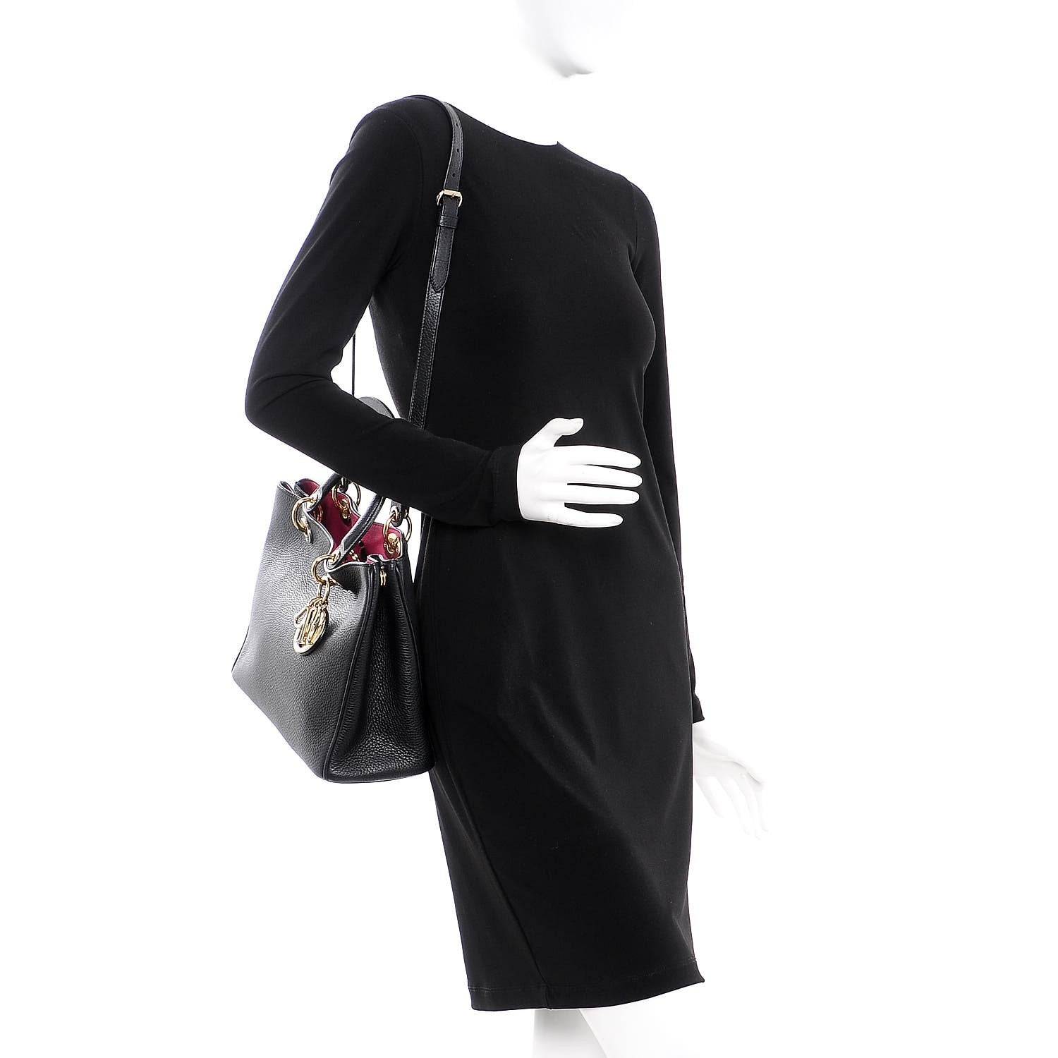 Christian Dior Bullcalf Medium Diorissimo Tote Black Rose Indien 2 of 10