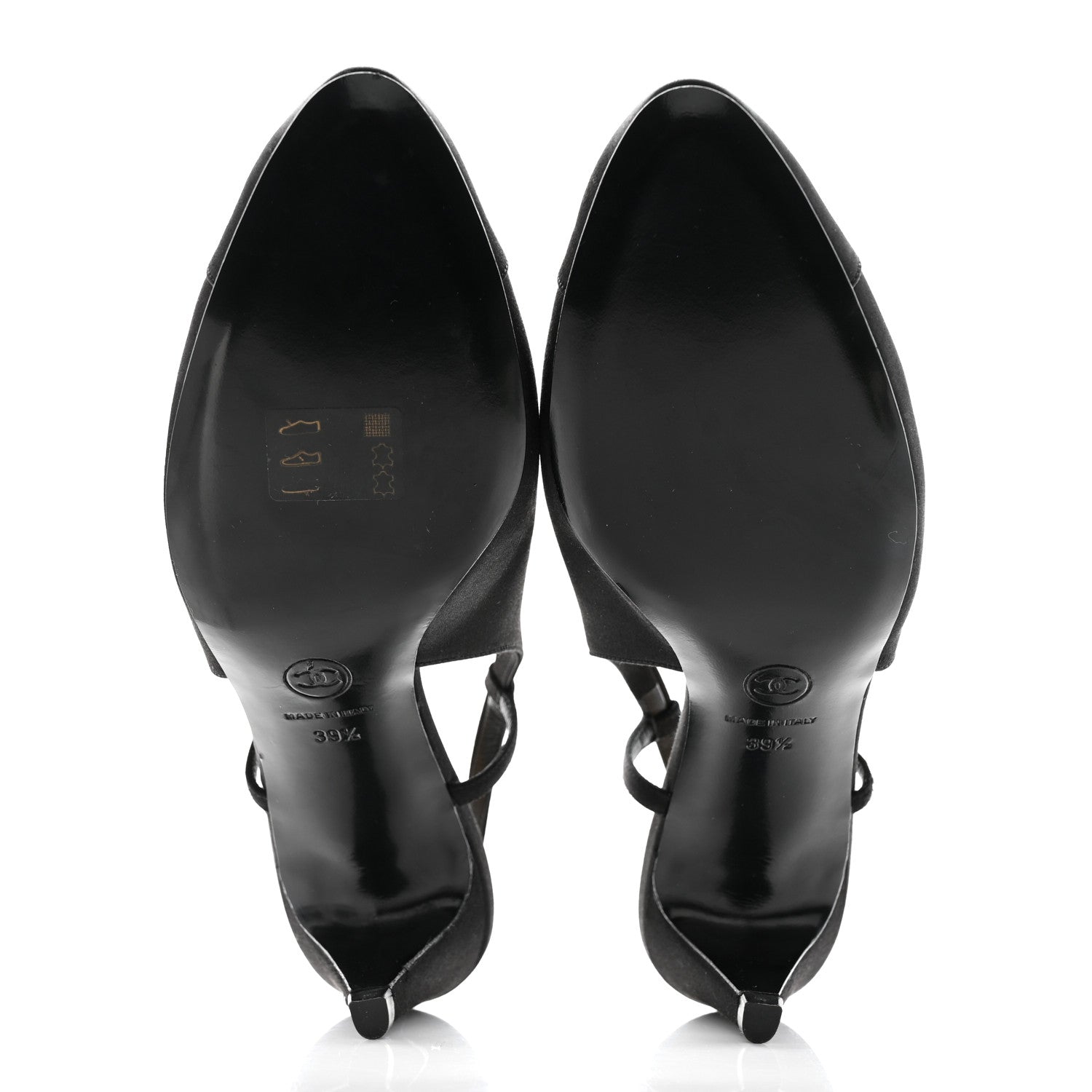 Chanel Satin Cap Toe CC Slingback Pumps 39.5 Black 5 of 9